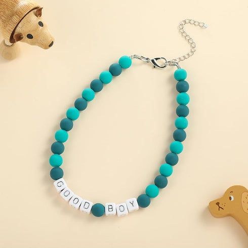 Madison Tyler Dog Beaded Necklace | Adjustable Beaded Durable Dog Necklace | Cute Fashion Pet Collar | Good Boy Jewelry Green Beaded Puppy Accesso...