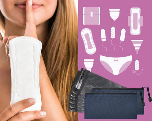 Sanitary Napkin Disposal Bags, Feminine Personal Disposal Bags, 200pcs Gray Opaque Bags and 2pcs Dark Blue Sanitary Napkin Storage Bags for Sanita...