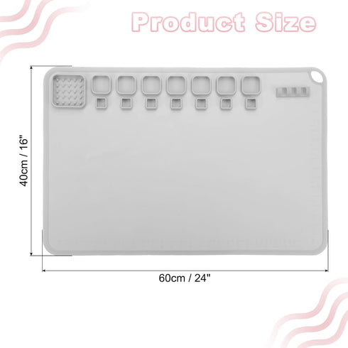 PATIKIL Silicone Painting Craft Mat 16x24 Inches,Painting Station with 14 Color Dividers for Art, DIY, Drawing, Clay and Playdough,Gray...