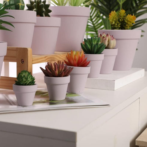 Yishang 1.9 Inch Tiny Pink Terracotta Pots Pack of 12-Small Mini White Clay Pots with Drainage Holes Flower Nursery Terra Cotta Planter for Tiny C...