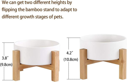 Elevated Raised Food Bowls/Dish with Stand for Water, Ceramic Pet Bowl with Anti Slip Rubber pad, Anti Vomiting, Stress Free for Small Dogs and Ca...