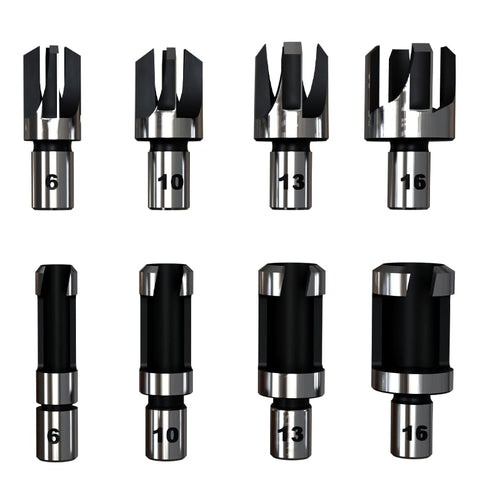 Wood Plug Cutter Drill Bit Set Woodworking Chamfer Drill Bits Straight and Tapered Taper Cutting Tool Cork Drill Bit Knifes 6mm 10mm 13mm 16mm, 8p...