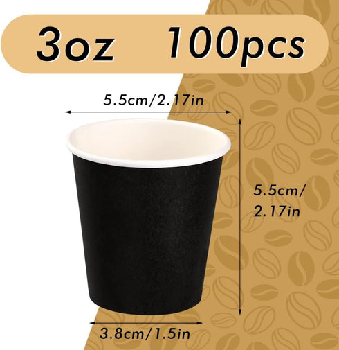 100 Pack 3 oz Paper Cups,Bathroom cups, Espresso Cups, Small Paper Cups for Mouthwash, Snacks, Suitable for Family, Party, Picnic(Black)...