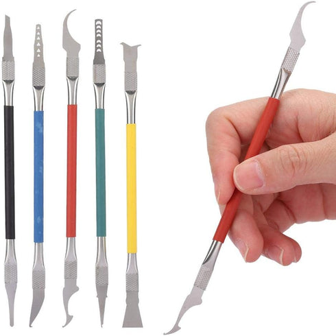 125 5pcs Dual Ends Metal Spudger Set, Professional Pry Opening Spudger, Mainboard Chip Disassemble Removal Accessories Kit for Mobile Phone(5X Bla...