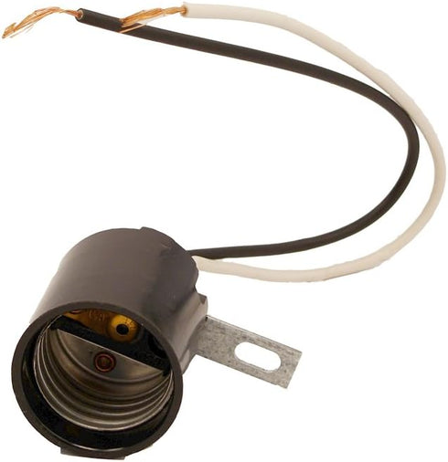 Leviton 2052-13 Medium Base, One-Piece, Keyless, Incandescent, Phenolic Lampholder, Bracket Mount, Single Circuit, Back Wired, Black...