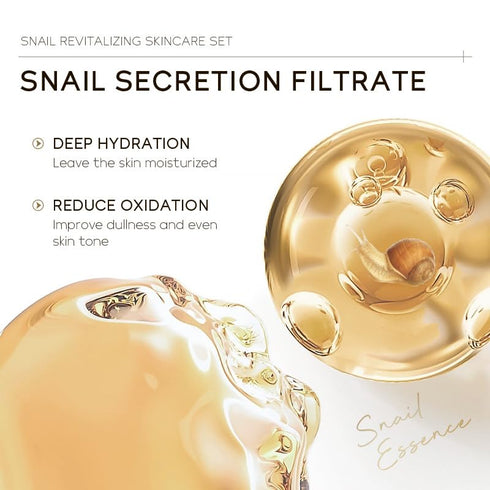 Snail Mucin Skin Care Set,Gold Snail Serum,Ginseng Snail Eye Cream,Snail Essence Cream 3 in 1 Essentials Travel,Improve Damaged Skin Lmproves Elas...