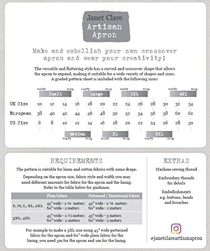 JANET CLARE "ARTISAN APRON" Sewing Pattern...
