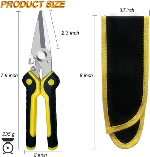 8 Inch Heavy Duty Scissors, Multifunction Shears for Cutting Cable Wires, Cardboard (8-Inch Straight Snips)...