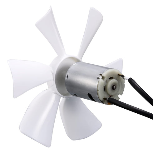 6" Replacement White RV Vent Fan Blade with 12V D-Shaft Motor, Compatible with Heng's, Elixir, Ventline, Jensen...