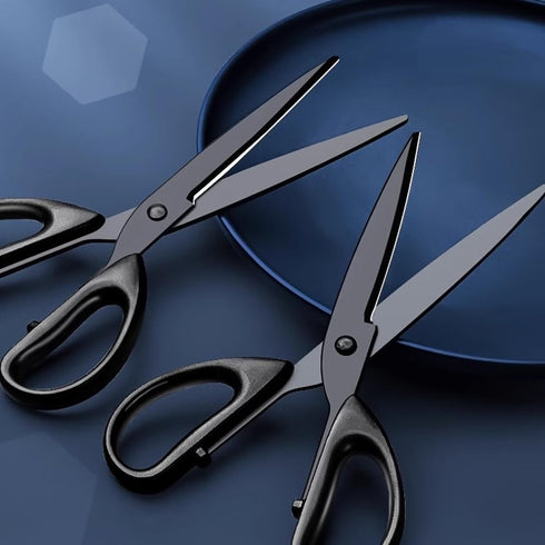 Black Office Scissors 7 Inch All Purpose Sharp Scissor Stainless Steel Blade Shears Straight ABS Handle Shear for Paper, DIY Craft, Office, School...