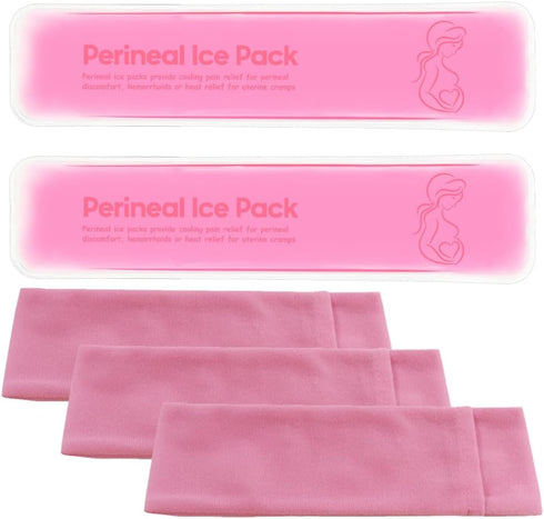 Perineal Cooling Pad, Postpartum Cold Packs Gel Bead Ice Pack Cold Therapy for Women After Pregnancy and Delivery, 2 Ice Pack and 3 Cover (Pink Ge...