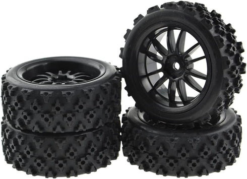 JIUWU 4pcs RC 1:10 Rubber Tires Car Crossing Wheels Rims Hex 12MM Black...