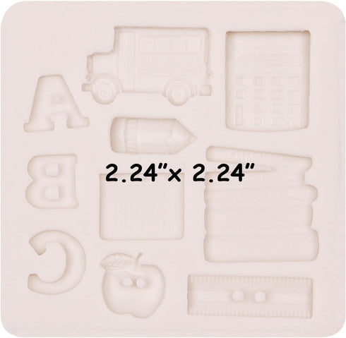 Back to School Polymer Clay Molds, 10-Cavity School Clay Earring Molds, Book Ruler Pencil Polymer Clay Molds for Jewelry Making, School Bus Calcul...