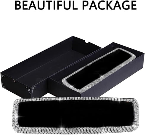 Car rearview mirror accessories, shiny rhinestone car rearview mirror, crystal diamond rearview mirror cover for men and women-white…...