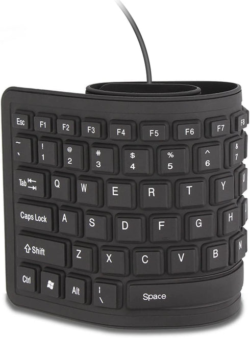 sungwoo Foldable Silicone Keyboard USB Wired Waterproof Rollup Keyboard for PC Notebook Laptop (All Black)...