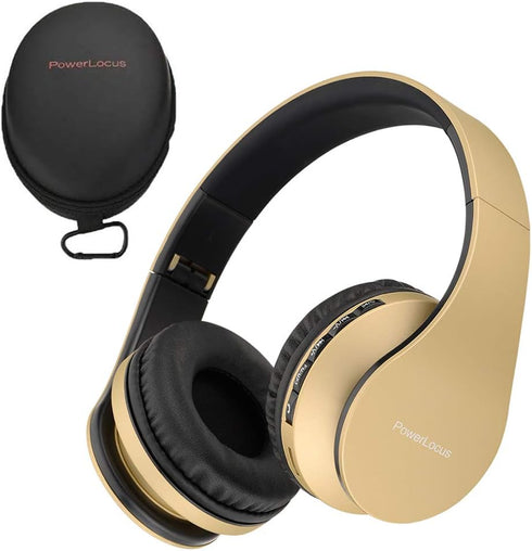 PowerLocus Wireless Bluetooth Over-Ear Stereo Foldable Headphones, Wired Headsets Rechargeable with Built-in Microphone for iPhone, Samsung, LG, i...