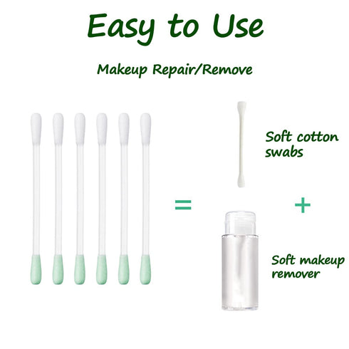 100 Pcs Cotton Makeup Remover Swabs - Disposable Vitamin E Liquid-Filled Cotton Swabs Sticks for Eye/Lip/Eyebrow/Eyelash Makeup Correctors Removin...