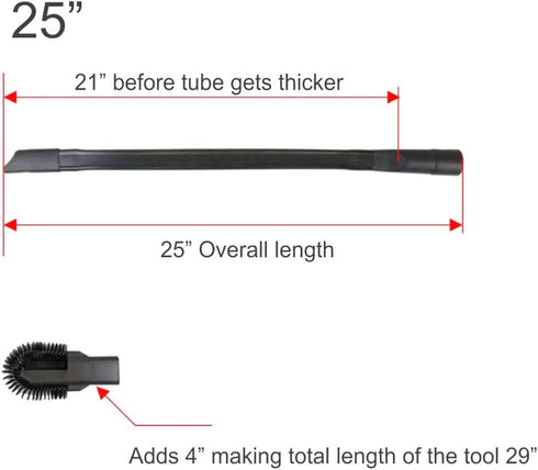 GOODVAC Universal 25" Long Flexible Crevice Tool with Detachable Brush for Dryer Lint, Under Furniture...