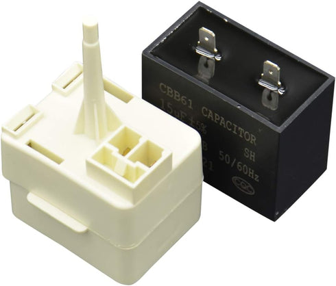 W10613606 Refrigerator Compressor Start Relay and Capacitor Compatible with Whirlpool KitchenAid Kenmore Fridges W10416065 PS8746522 67003186