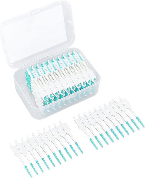 Interdental Brush, Floss Toothpick Brush Eliminate Bad Breath Portable Safe 200pcs Plaque Removal for Travel for Oral Care (Mint Green)...