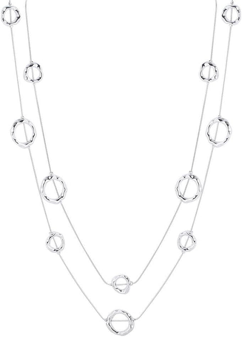 Silver Long Necklaces for Women Fashion Double Layered Sweater Chain Y Necklace with Gifts Box...