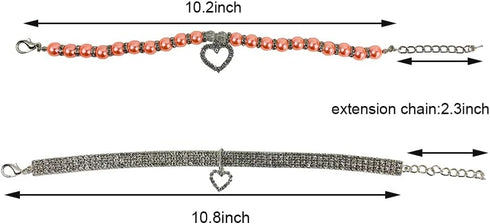 Pearl Cat Necklace and Rhinestones Dog Pendant Collar Set Adjustable Pet Necklace for Small Pet Cat Dogs Puppy Wedding Birthday Party (M)...