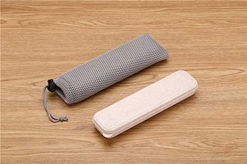 Portable Flatware Box Travel Tableware Storage Case with Net Bag for Cutlery Kit...