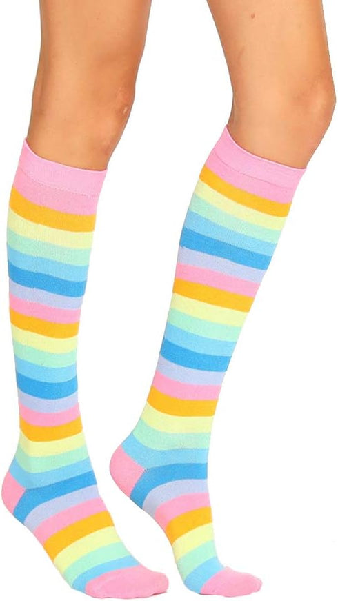 Benefeet Sox Womens Striped Knee High Socks Girls Funny Novelty Athletic Colorful Stripe Cute Stockings Tube Socks...