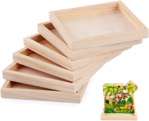 6 Pack Unfinished Small Wood Serving Tray for Crafts Projects DIY Wooden Trays Bulk Blank Wood Canvas Panel Boards Unfinished Wood Signs for Paint...