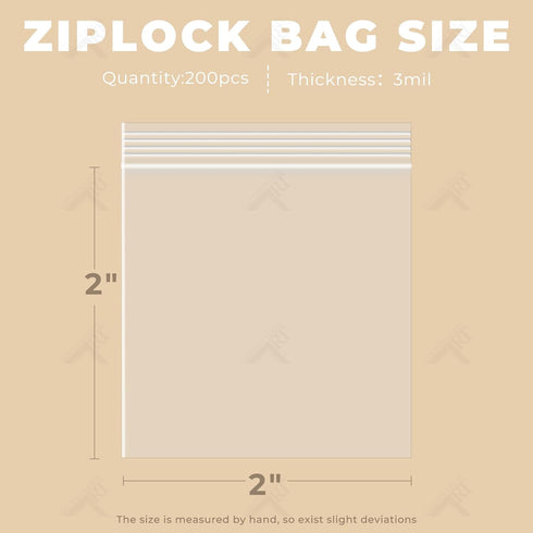 Golden State Art, 2" x 2" (200 Count) Clear Plastic Zip Bags, 3 Mil Thick Mini Reclosable Ziplock Bags for Pill, Beads, Screws, Packaging...