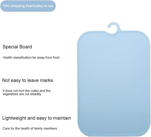 TPU Cutting Board Dishwasher Safe,BPA Free,Reversible Kitchen Blue Cutting Board,Scratch Resistant Flexible Cutting Boards for Kitchen, Easy-Grip ...