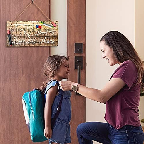 OYEFLY Teacher Appreciation Gifts,Teacher Door Hanger Set, Ruler Sign with Pencils & Erasers (brown)...