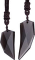 Wolentty Couple Distance Necklace Obsidian Wolf Tooth Amulet Spike Necklaces Gift for Men Women...