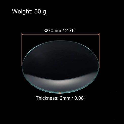 PATIKIL 70 mm Diameter Watch Glass, 3 Packs Beaker Cover Smooth Edges Chamfered Arc for Laboratory, Transparent...