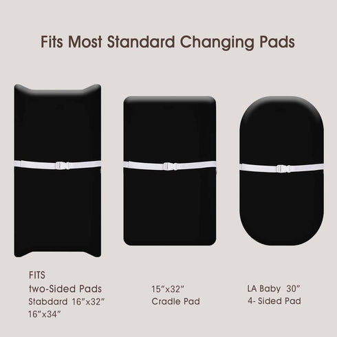 PHF Baby Changing Pad Covers for Boys Girls, 2 Pack Ultra Soft Breathable Microfiber Changing Pad Table Sheets for Most Baby Changing Pads, Black ...
