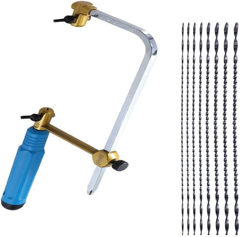 Coping Saw Heavy Duty Metal Woodworking Hand Saw Fast Cutting Non-slip Hacksaw,8 Pieces Scroll Saw Blades with Spiral Teeth, For Woodworking Jewel...
