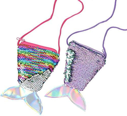 Starte Small Mini Coin Purse Messenger Bag Crossbody Satchel for Kids Girls,Mermaid Sequin Bling Bag for Girls Backpack,Purple...