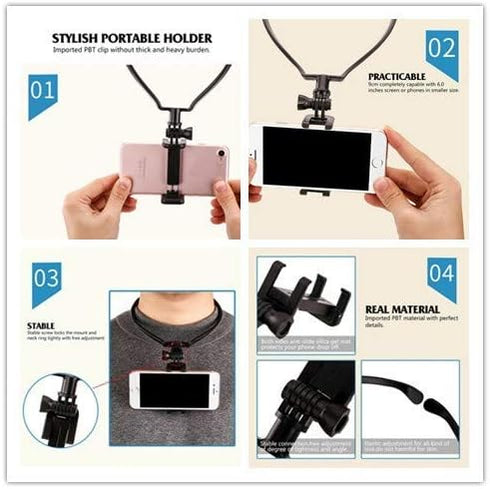 Neck Holder Lazy Neck Holder Stand Universal Neck Hanging Holder Smart Phone Sport Camera Self-timer Tool Adjustable 4-6 inch Bracket Compatible w...