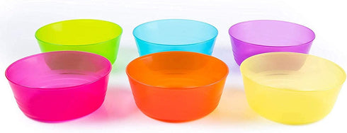Kids Plastic Dinnerware Set of 12 Multi Color Bowls - Reusable, BPA-Free, Dishwasher Safe and Microwaveable...