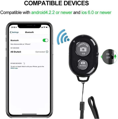 Wireless Camera Shutter Remote Control for Smart Phones- Compatible with iOS/Android (Pink+Green+White+Black)...