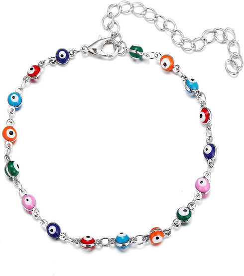 Turkish Blue Evil Eye Bracelet Anklets for Women Handmade Colorful Beads Ethnic Foot Chain Jewelry...