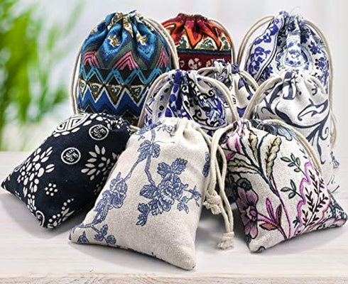 Burlaps Bags with Drawstrings- Jewelry Pounches Sacks Fabric Linen Packing Storage Gift Bag for Wedding Party Shower Christmas Birthday Thanksgivi...