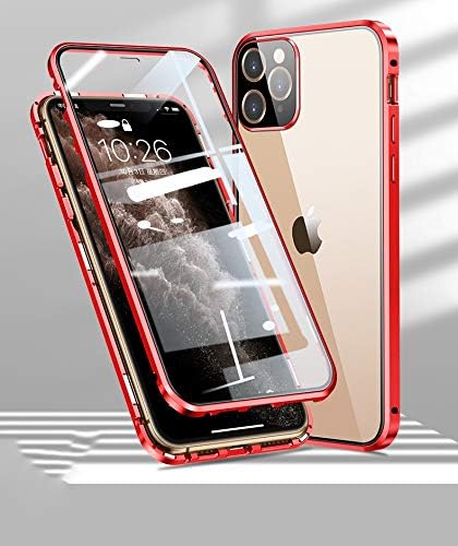 with Safety Lock & Strong Magnetic adsorption for iPhone 12 Pro Max case with Camera Lens Protector Metal Bumper 360 Full Body Protection Double-S...