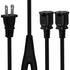 Nema 1-15P to Dual 1-15R Splitter Cable Polarized,US AC 2-Prong Male and Female Power Cable SPT2 18AWG 10A/125V (Straight 2Ft)...