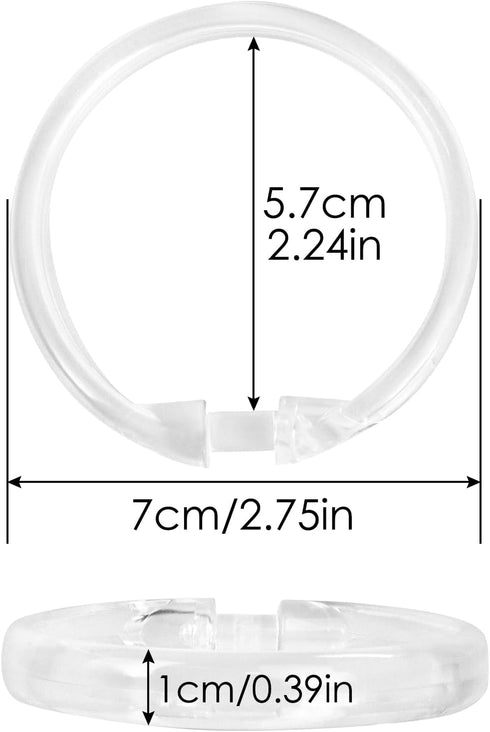 Qulable Shower Curtain Rings-12 Pack- Plastic Shower Curtain Hooks O-Shaped Rings Hook Glide Easily on Bathroom Shower Rod(Clear)...
