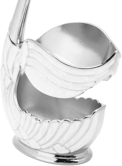 Coffee Spoon Stand, Decorative Swan Base Holder Metal Coffee Dessert Dinner Set Teaspoon Fruit Dessert Flatware Swan Base Holder (silvery white)...