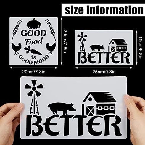20 Pieces Farmhouse Stencils Reusable Farm Painting Stencils Farm Theme Drawing Art Template for Scrapbooking Drawing Tracing DIY Furniture Wall F...