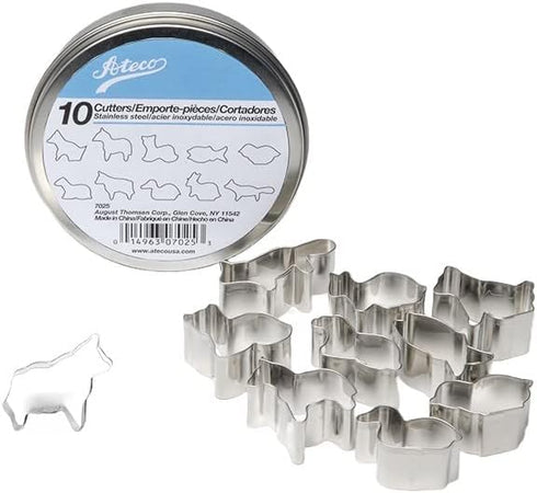 Ateco Plain Edge Animal Cutters in Assorted Animal Shapes, Stainless Steel, 10 Pc Set...