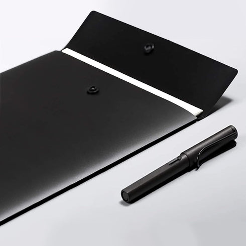 VANRA Vertical File Folders Poly Filing Envelope Plastic Project Folder with Snap Button Closure for A4 Letter Size Paper (Pack of 5, Black)...