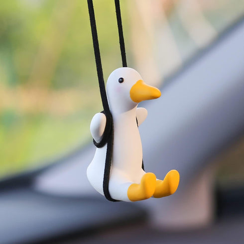 Duck Car Hanging Ornament, Cute Hanging Accessories for Rear View Mirror, Swinging Duck Pendant...